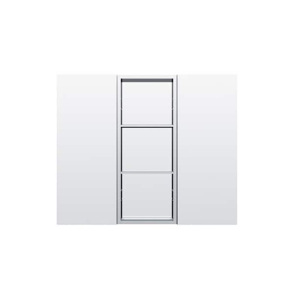 RS 44 in. W x 30 in. H Rectangular Aluminum Recessed/Surface Mount Medicine Cabinet with Mirror with Open Shelves