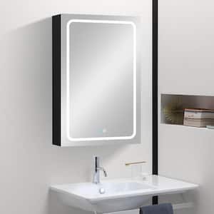 Baily 20 in. W x 30 in. H Small Rectangular Silver Aluminum Surface Mount Medicine Cabinet with Mirror Right