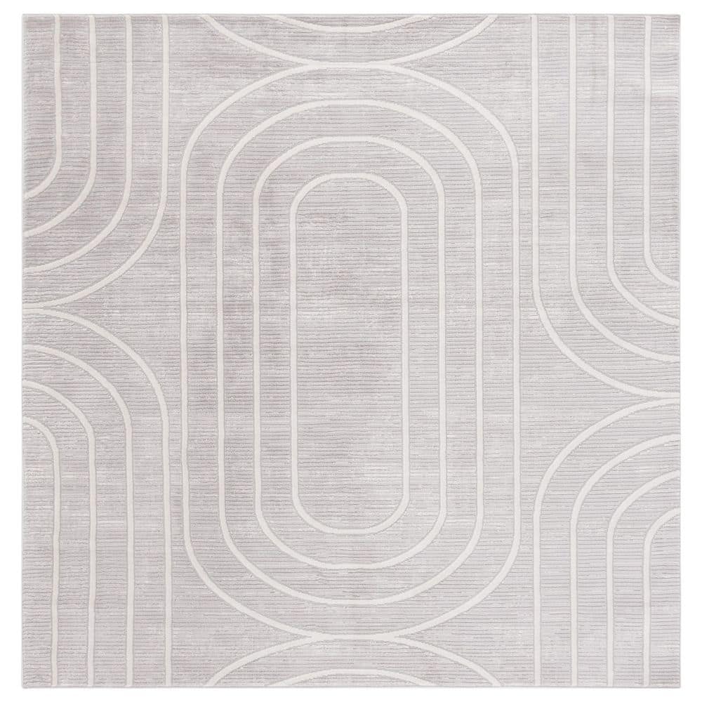Archway 7 ft. x 7 ft. Gray/Light Gray Geometric Track square Area Rug price history on PriceWatchPro