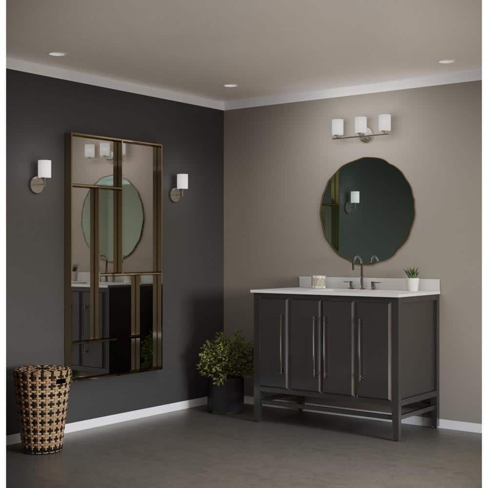 Brushed Nickel 3-Light Dimmable Bath Vanity Fixture