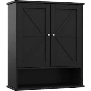 23.6 in. W x 7.9 in. D Black Decorative Wall Shelf, Bathroom Storage Cabinet