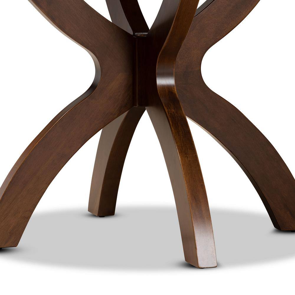 Contemporary Round Walnut Wood Dining Table for Four