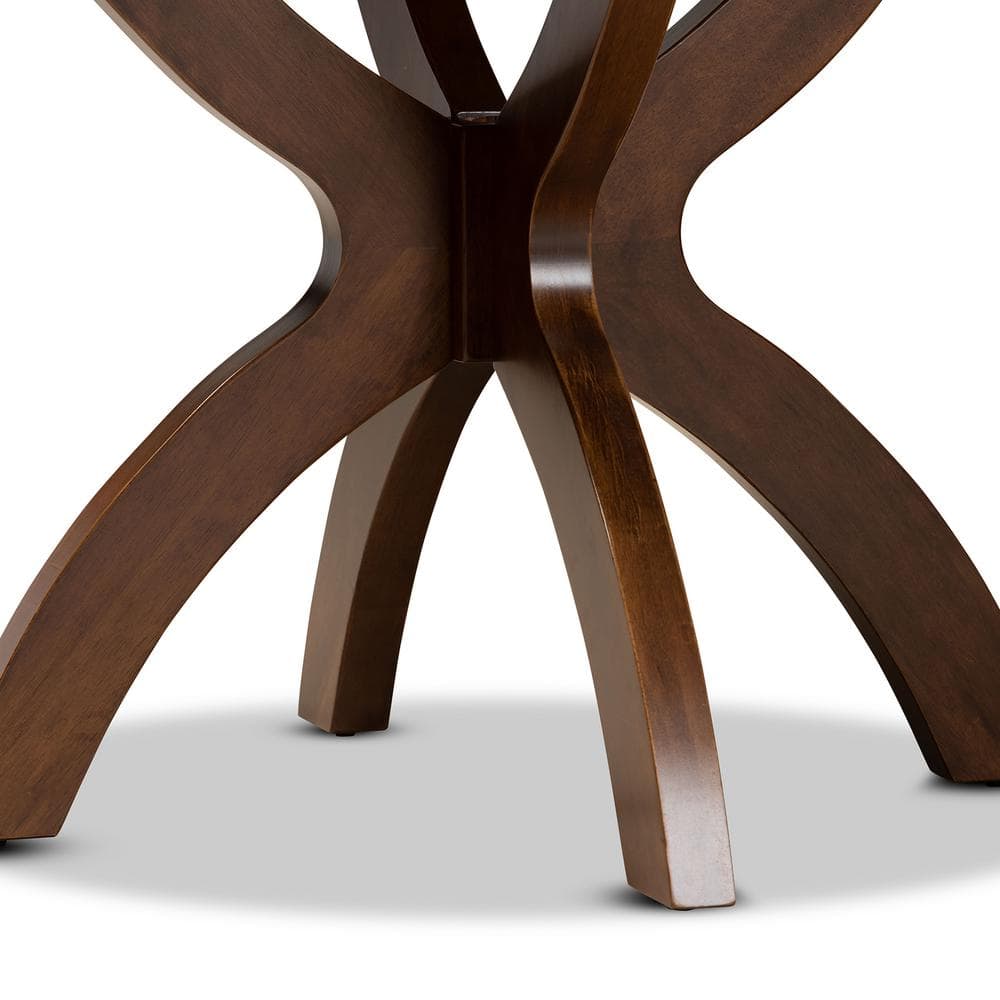 Contemporary Round Walnut Wood Dining Table for Four