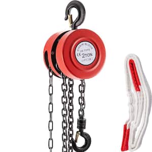 3-Ton Hand Chain Hoist 10 ft. Lift Manual Chain Block Hoist for Lifting Goods in Transport and Workshop (6600 lbs. Red)