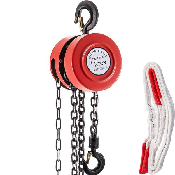 VEVOR 3-Ton Hand Chain Hoist 10 ft. Lift Manual Chain Block Hoist for Lifting Goods in Transport and Workshop (6600 lbs. Red)
