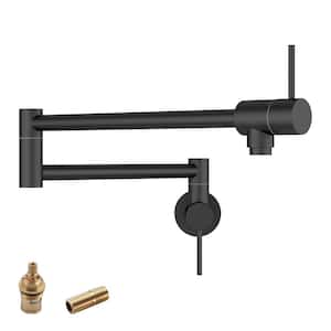 Wall Mount Pot Filler Faucet with Swing Arm in Matte Black