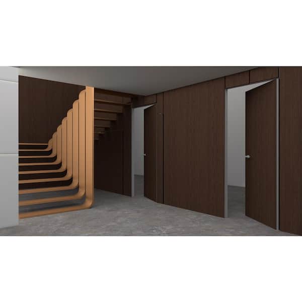 Sartodoors 32 in. x 84 in. Unassembled Right-Hand/Inswing Solid Core Noce Flush Mount Hidden Bookcase Door with Black Hinge Finish