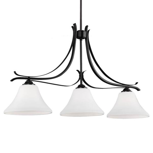 Generation Lighting Summerdale 3-Light Oil Rubbed Bronze Chandelier with Opal Etched Glass Shade