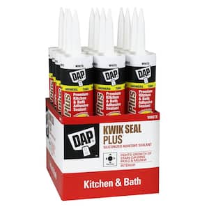 Kwik Seal Plus 10.1 oz. White Premium Kitchen and Bath Siliconized Caulk (12-Pack)