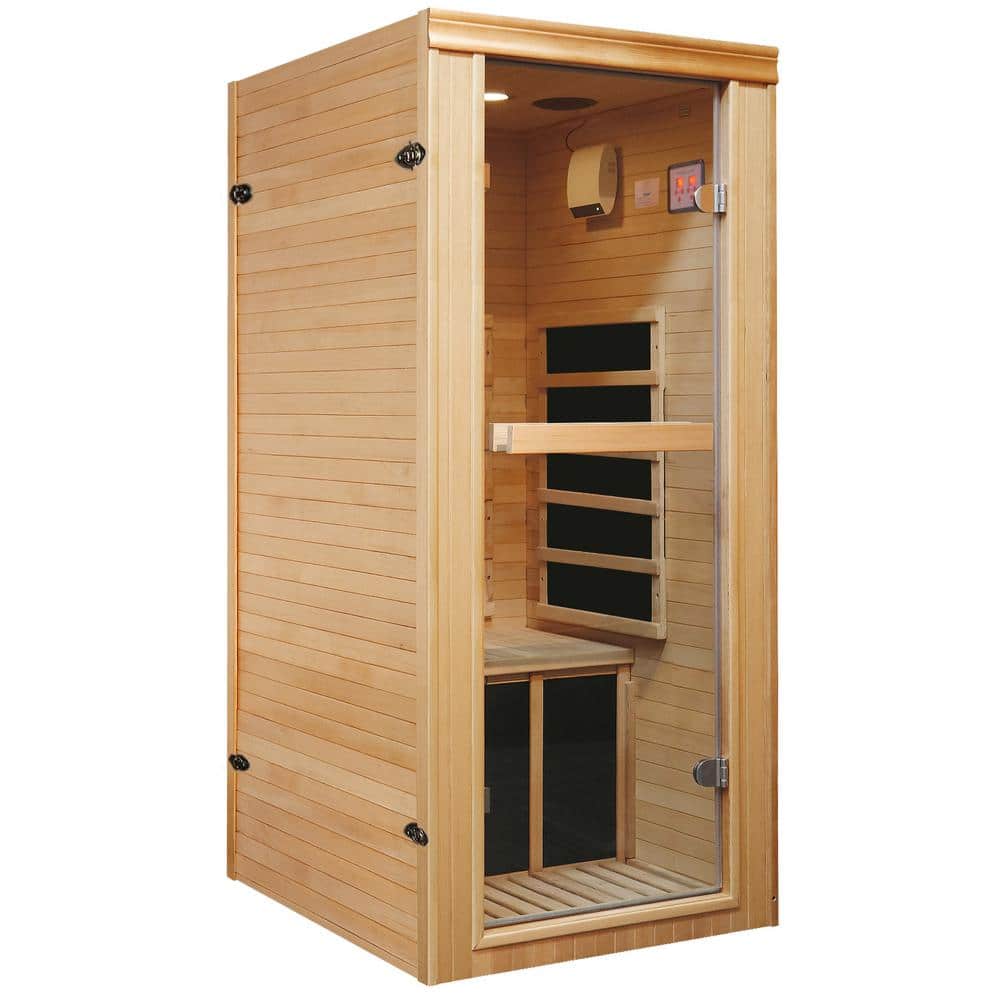 Natural Single-Person Far-infrared Sauna Room with Bluetooth Music Player, 