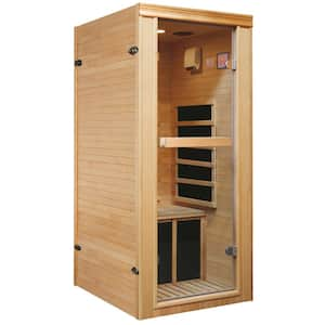 Natural Single-Person Far-infrared Sauna Room with Bluetooth Music Player, Ambient Light, and Sole Control