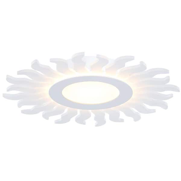 pasentel 12 in. 24-Watt Modern White Integrated LED Flush Mount Ceiling Light with White Acrylic Shade