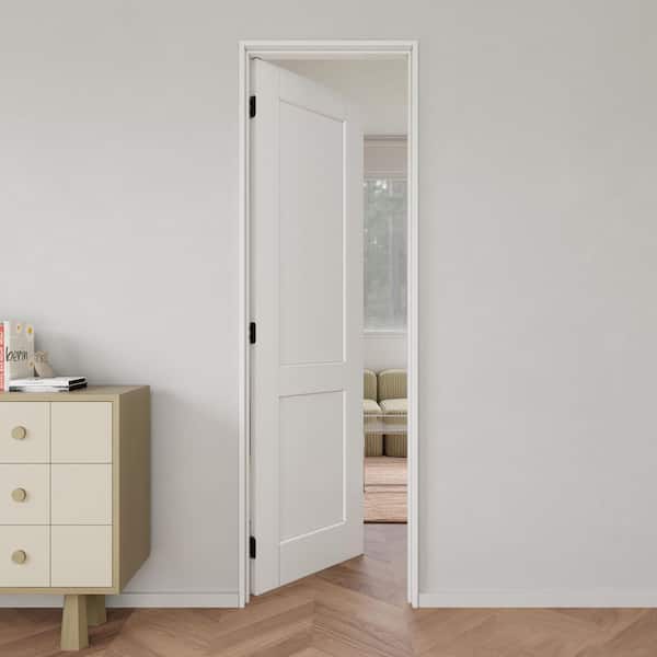 24 in. x 80 in. White 2-Panel Blank Solid Core Composite MDF Wood Primed Interior Door Slab for Pocket Door