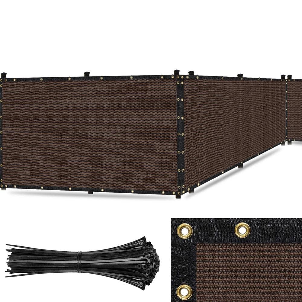 Brown Heavy-Duty Polypropylene Privacy Fence Screen 5-ft x 10-ft