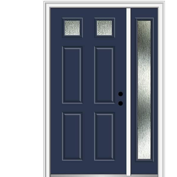MMI Door 50 in. x 80 in. Left-Hand Inswing Rain Glass Naval Fiberglass Prehung Front Door on 4-9/16 in. Frame