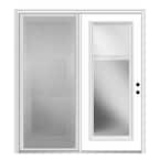 63 in. x 81.75 in. Primed Fiberglass Prehung Left Hand Internal Blinds Clear Glass Full Lite Hinged Patio Door w/ Screen