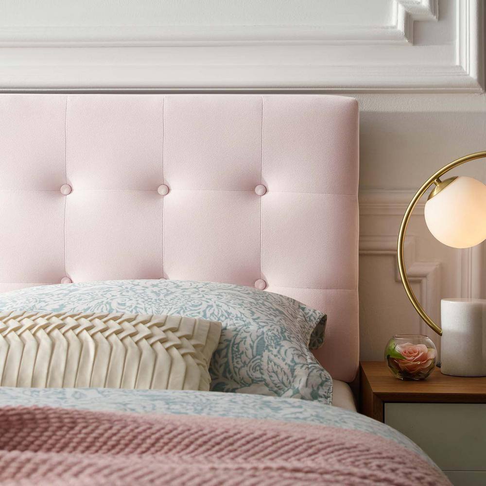 Pink Velvet Tufted Queen Headboard with Button Detailing