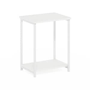 Simplistic 15.2 in. White/White Rectangle Wood End Table With Metal Frame