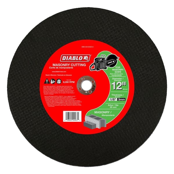 DIABLO 12 in. x 1/8 in. x 20 mm Masonry High Speed Cut-Off Disc (5-Pack)