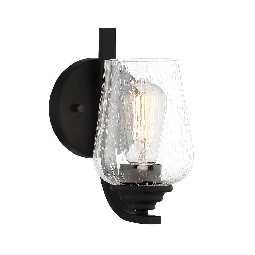 Shyloh 4.875 in. 1-Light Black Vanity Light with Clear Seeded Glass Shade price history on PriceWatchPro