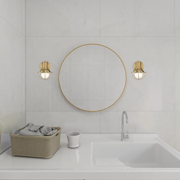 Dalton 5.25 in. 1-Light Brushed Gold Industrial Wall Sconce with Open Cage Design