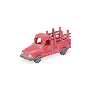 Metal Red Hand Painted Truck Decorative Sculpture