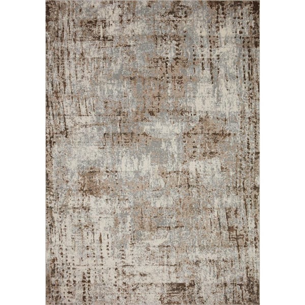 LOLOI II Austen Natural / Mocha 18 in. x 18 in. Sample Modern Abstract Area Rug