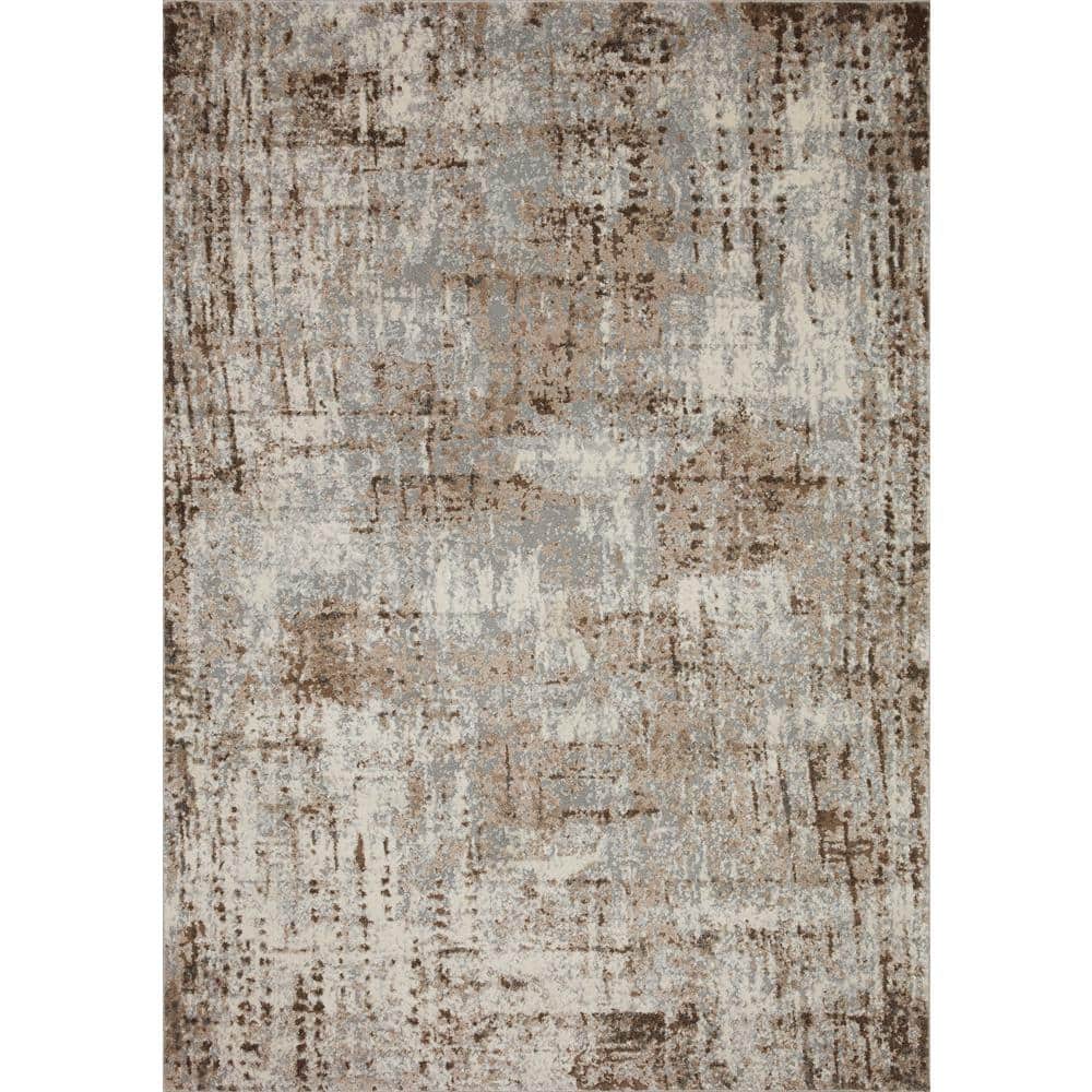 Austen Natural Mocha Abstract Wool Synthetic Area Rug