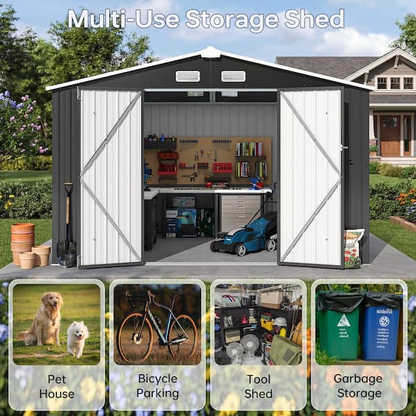 Reviews for Sizzim 10 ft. W x 7.4 ft. D Black Metal Shed with
