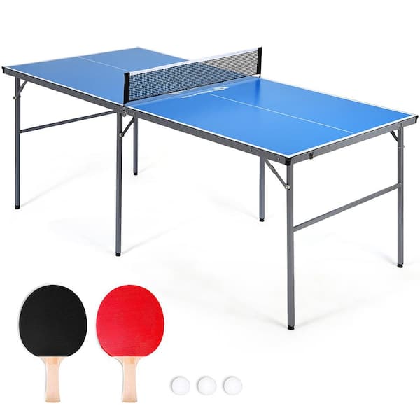 Costway 6 ft. x3 ft. Portable Tennis Ping Pong Folding Table w/Accessories Indoor Outdoor Game SP0583 The Home Depot