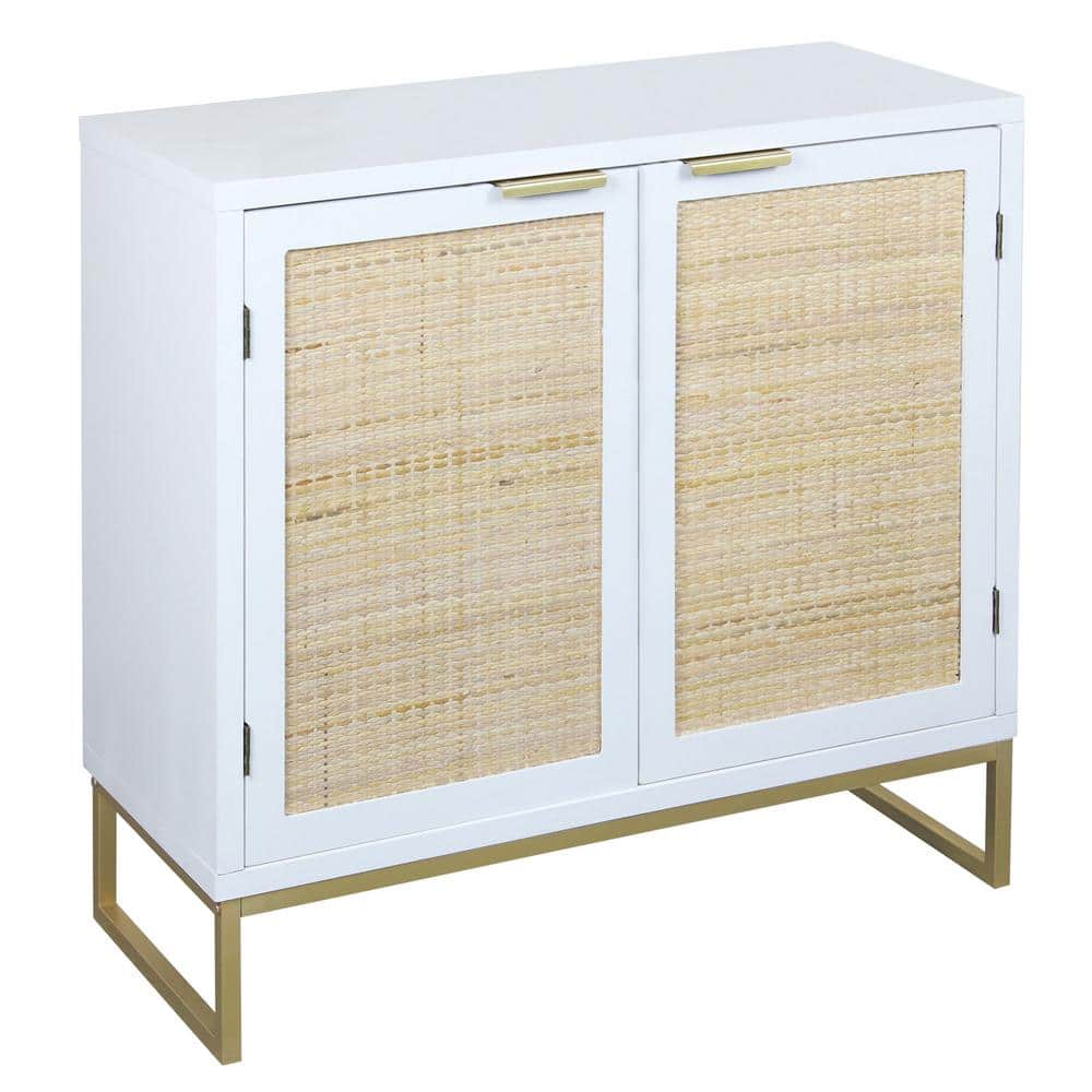 Aupodin Natural Rattan Accent Storage Cabinet Buffet Cabinet with 2-Doors  Kitchen Sideboard Furniture H0013 The Home Depot