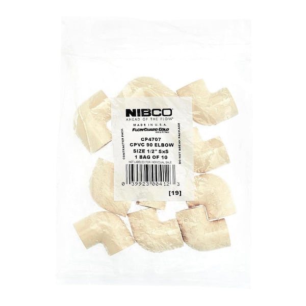 NIBCO 1/2 in. CPVC-CTS 90-Degree Slip x Slip Elbow Fitting (10-Pack)