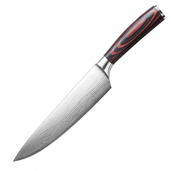 8 in. High Carbon Stainless Steel Chef Knife Ergonomic Comfort Grip Handle for Home Cooking Restaurant Daily Food Prep