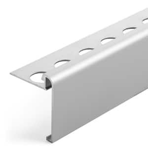 TrimMaster Aluminum Bullnose Step Tile Edging Trim, Satin Silver, 3/8 in. x 98-1/2 in.