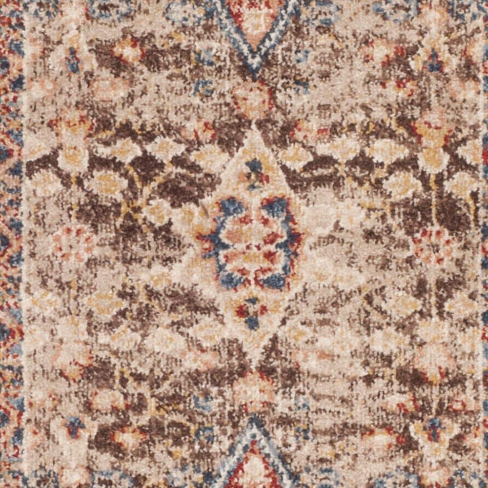 Bijar Brown and Rust Floral Motif Wool Runner Rug