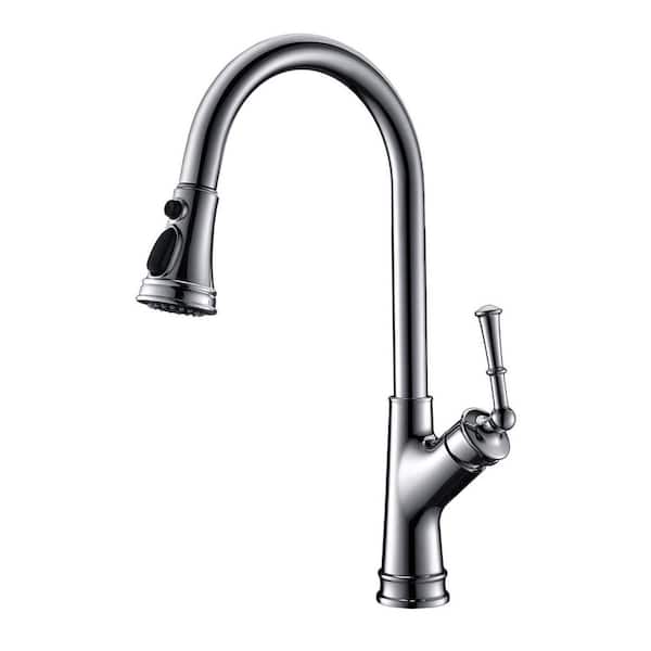 Single-Handle High Arc Pull Out Sprayer Kitchen Faucet in Chrome