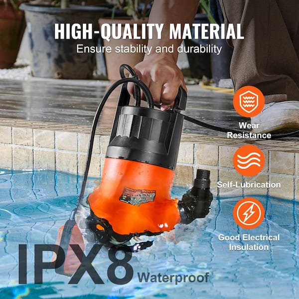 VEVOR 1 HP Thermoplastic Utility Pump 4000GPH Sump Pump
