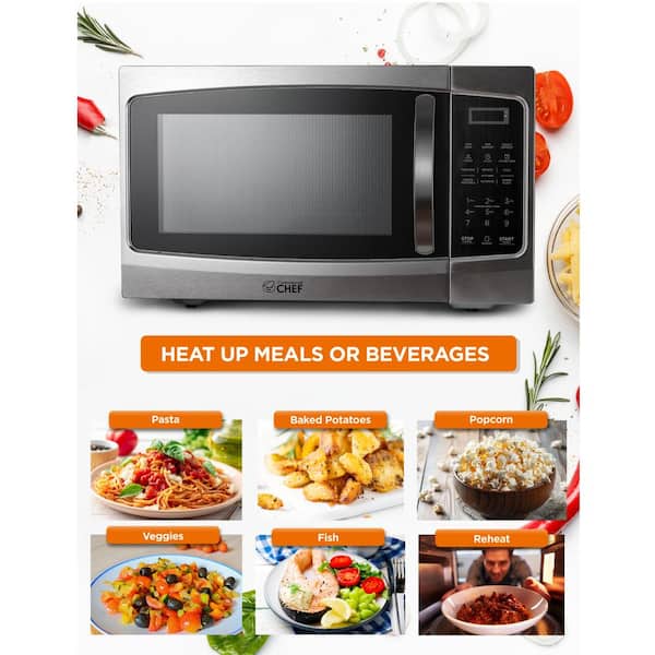 Commercial CHEF 20.5 in. Width 1.3 cu. ft. Stainless Steel 1000-Watt Countertop  Microwave Oven CHM13MS6 - The Home Depot