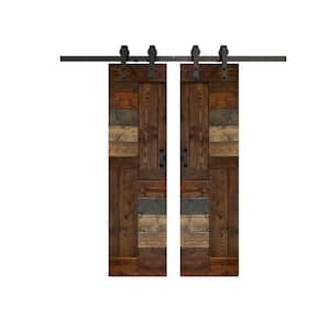 S Series 48 in. x 84 in. Multicolor Finished DIY Solid Wood Double Sliding Barn Door with Hardware Kit