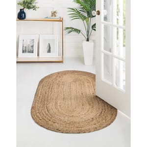 Braided Jute Dhaka Natural 4 ft. 1 in. x 6 ft. 1 in. Area Rug