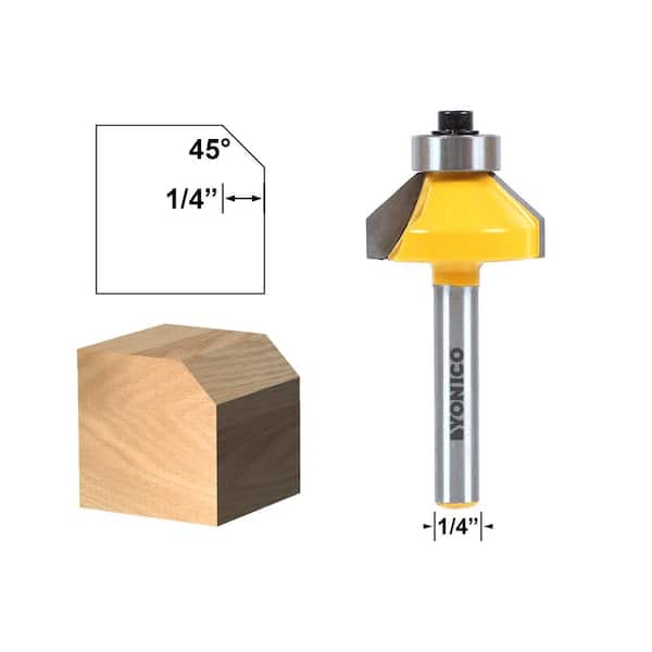 1/4" Shank 45 Degree Chamfer Edge Forming Router Bit 55x33mm/2.17"x1.3" 