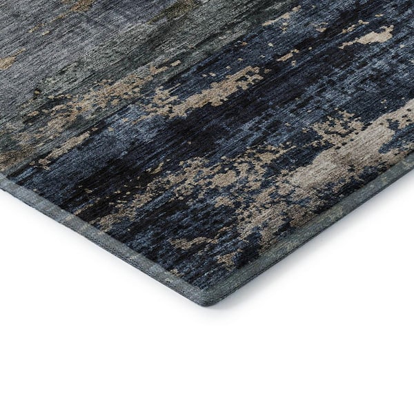 Mayfield Premium Machine Washable Abstract AMF1195 Navy 9 ft. x 12 ft. Area Rug