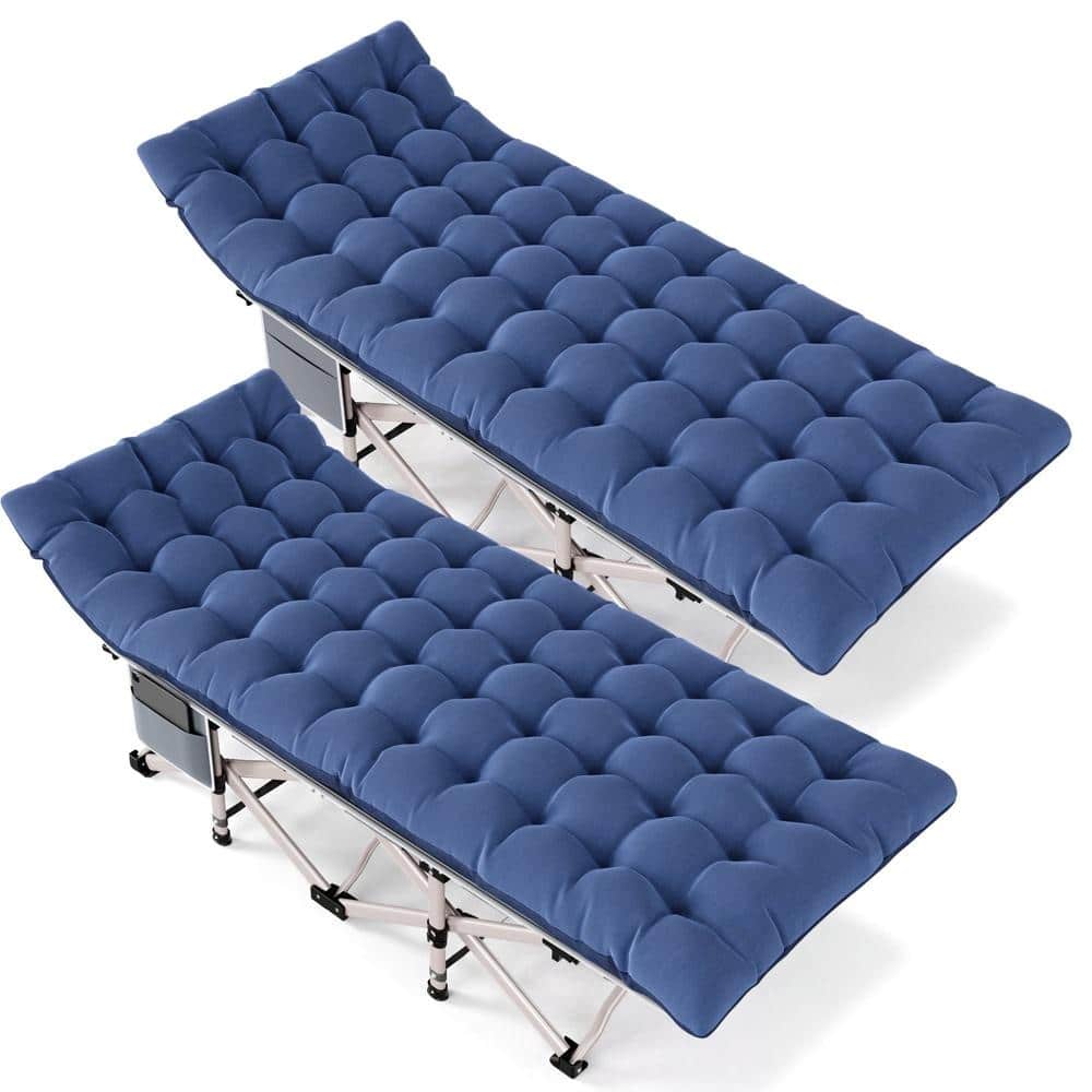 Folding Camping Cot Set of 2 with Mattresses, 600 lb. Steel Cots with Carry Bag for Adults Camping Travel Guests price history on PriceWatchPro