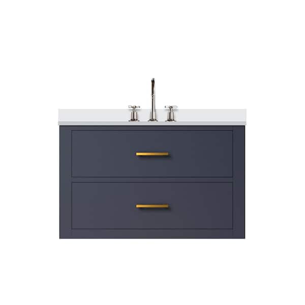 Sherman 30 in. W x 22 in. D Blue Double Bath Vanity with White Quartz Top, and Faucet Set
