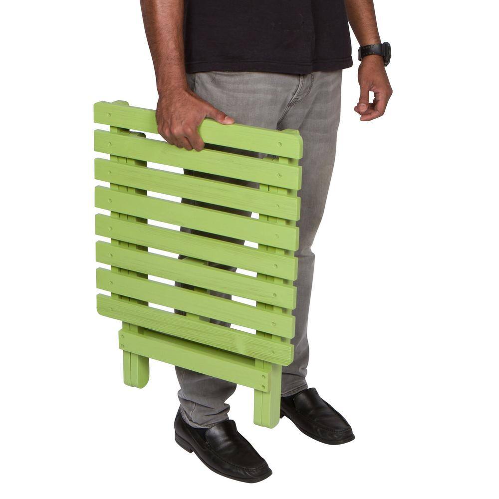Lime Green Cedar Wood Folding Outdoor Side Table
