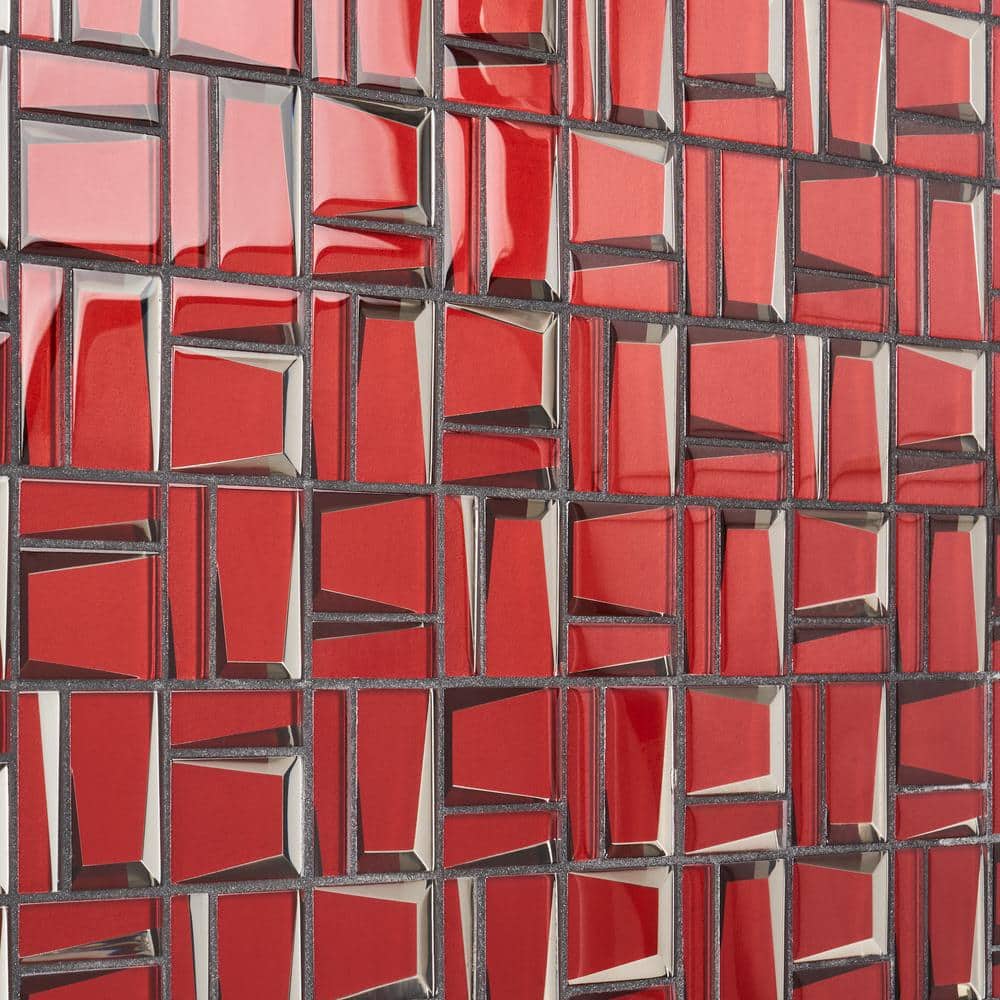 Kaur Red Polished Glass Mosaic Wall Tile