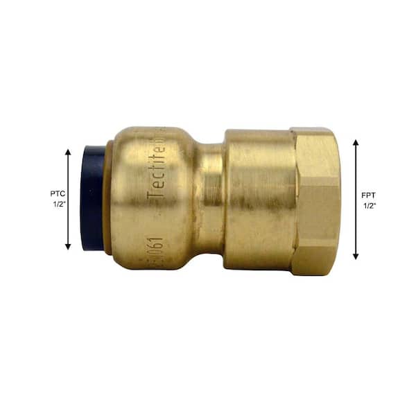 Tectite 1/2 in. Brass Push-to-Connect x Female Pipe Thread Adapter FSBFA12  The Home Depot