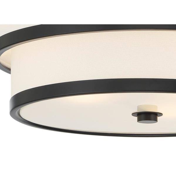 Coal Black Glass Drum 3-Light Flush Mount Ceiling Fixture
