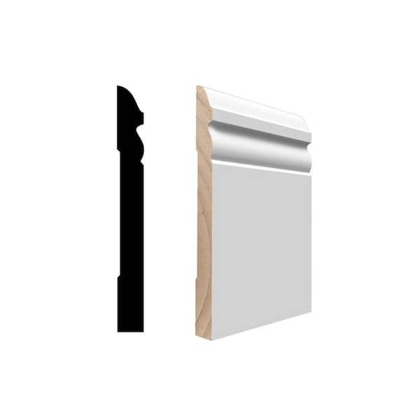 RMB 6180 11/16 in. D x 6 1/4 in. W x 96 in. L Primed Finger-Joined Wood Pine Baseboard 10-Piece 80 ft. Total