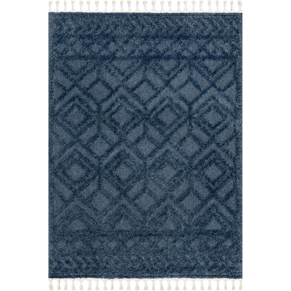 nuLOOM Akia Blue 5 ft. x 8 ft. Geometric Area Rug